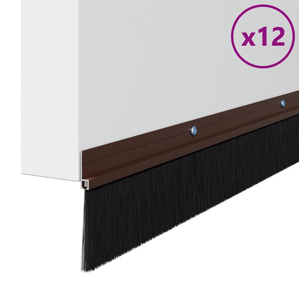 vidaXL Schroefbare Deurborstelafsluitingen 12 pcs Bruin 100 cm