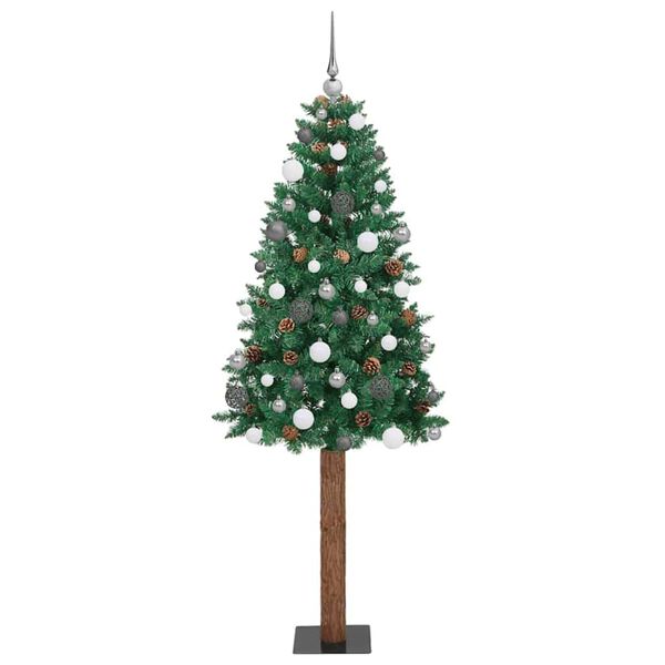 vidaXL Slanke Kerstboom Groen 180 cm PVC en massief dennenhout