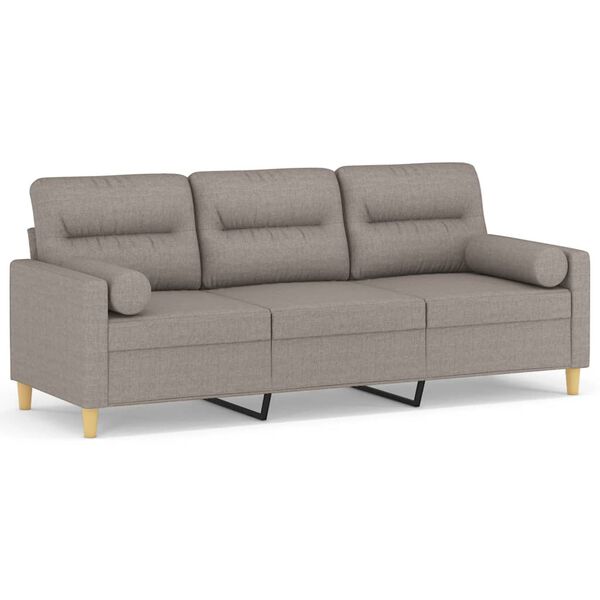 vidaXL Driezitsbank met sierkussens 180 cm stof taupe