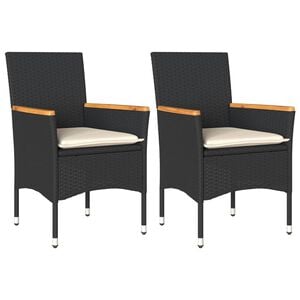 vidaXL Tuinstoelen 2 st met kussens poly rattan zwart