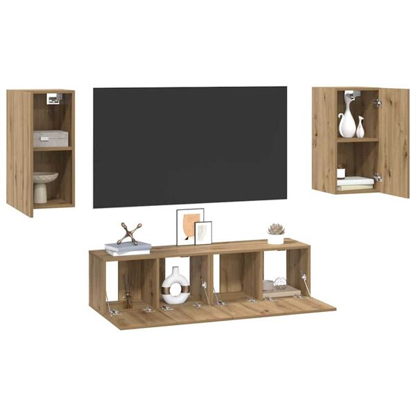 vidaXL Tv-meubelset 4 pcs artisanaal eikenkleurig 30.5 x 30 x 60 cm