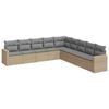 vidaXL 9-delige Loungeset met kussens poly rattan beige