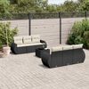 vidaXL 7-delige Loungeset met kussens poly rattan zwart