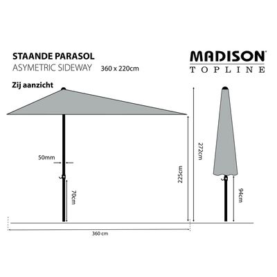 Madison Parasol Sideway 360x220 cm ecru PC15P016 kopen? vidaXL.nl