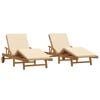 vidaXL Ligstoel 2 pcs Beige 200 x 67 x 84 cm Massief Acaciahout