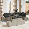 vidaXL Tuin Sofa Set met opslag 9 pcs Lichtgrijs Poly riet