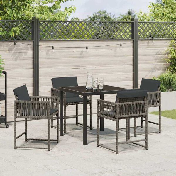 vidaXL Tuin Eetset 5 pcs Grijs poly rattan