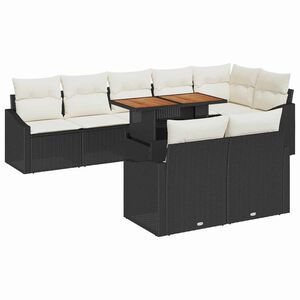 vidaXL Tuin Sofa Set met kussen met kussen 9 pcs Zwart en Cr&egrave;me