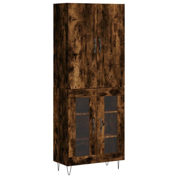 vidaXL Hoge kast 69,5x34x180 cm bewerkt hout gerookt eikenkleurig