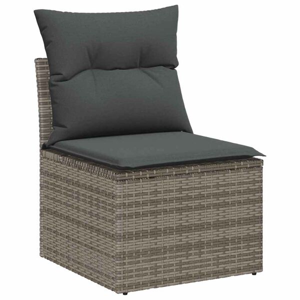 vidaXL Tuin Sofa Set met opslag 10 pcs Grijs poly rattan
