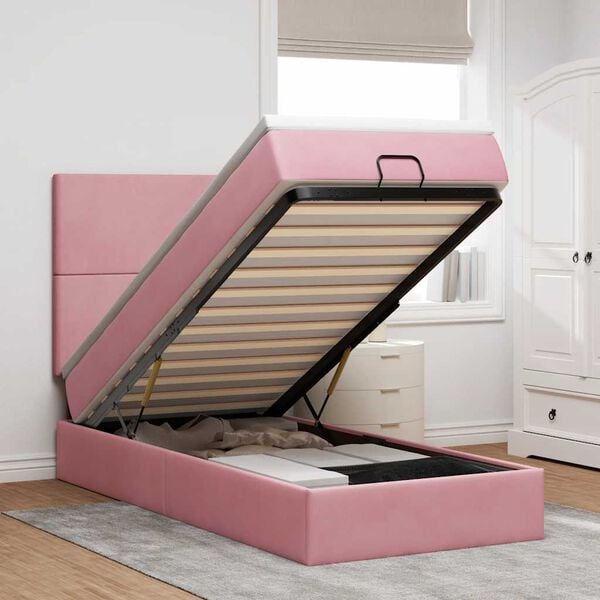 vidaXL Ottoman bed met matrassen 80x200cm fluweel roze