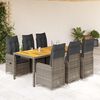 vidaXL 7-delige Bistroset met kussens poly rattan grijs