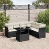 vidaXL 7-delige Loungeset met kussens poly rattan zwart
