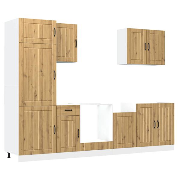 vidaXL 7-delige Keukenkastenset Lucca bewerkt hout artisanaal eiken