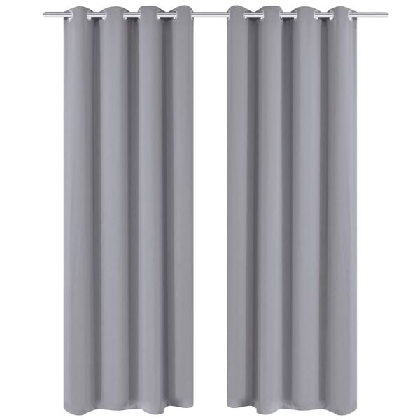 Gordijnen met metalen ringen 135 x 245 cm 2 stuks (grijs)