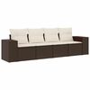 vidaXL 4-delige Loungeset met kussens poly rattan bruin