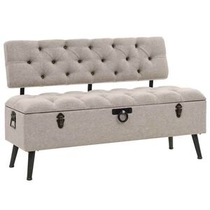 vidaXL Opbergbank met Rugleuning 110 cm Cr&egrave;me Stof