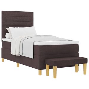 vidaXL Boxspring bed met hoofdeinde Donkerbruin 200 x 90 cm Stof