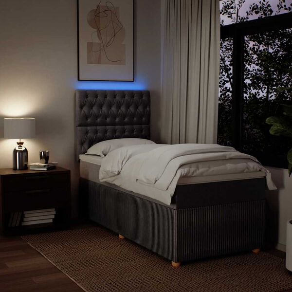 vidaXL Boxspring met matras stof taupe 80x200 cm