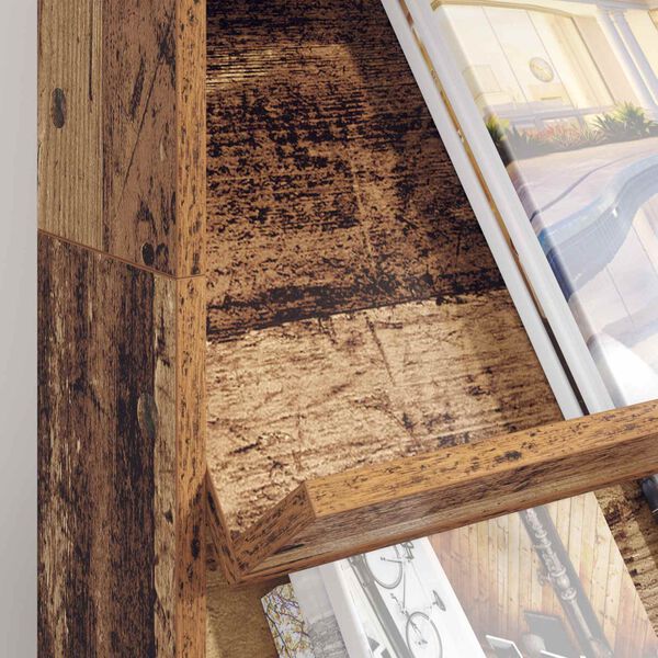 vidaXL Tijdschrift Rek met plank Oudhout 70 x 41 x 126 cm Bewerkt hout