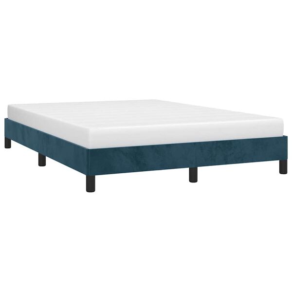 vidaXL Bedframe zonder matras 140x200 cm fluweel donkerblauw