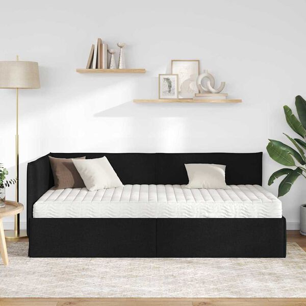 vidaXL Hoekbedframe met Matras met hoofdeinde 2 pcs Groen Fluweel