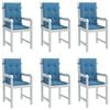 vidaXL Stoelkussens 6 st lage rug 100x50x4 cm stof gem&ecirc;leerd blauw