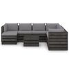 vidaXL 9-delige Loungeset met kussens grijs ge&iuml;mpregneerd hout