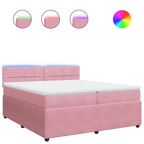vidaXL Boxspring met matras fluweel roze 200x200 cm