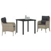 vidaXL Tuin eettafelset met kussen 3 pcs Lichtgrijs poly rattan