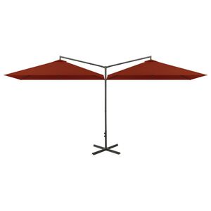 vidaXL Parasol dubbel met stalen paal 600x300 cm terracottakleurig
