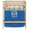 vidaXL Kinderhoogslaper met gordijnen 80x200 cm grenenhout blauw