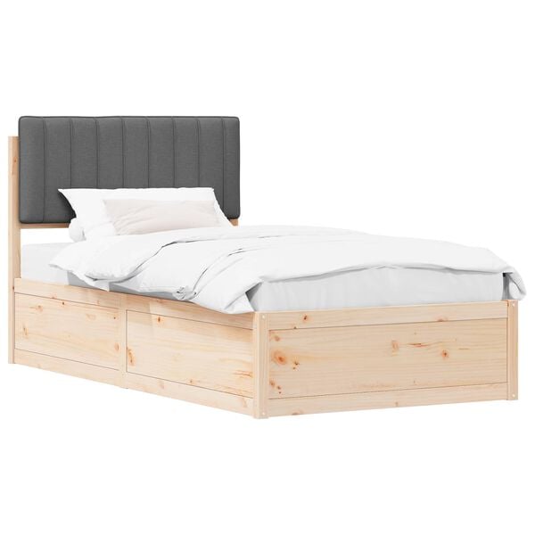 vidaXL Bedframe met Gevoerd Hoofdgedeelte Donkergrijs 100 x 200 cm