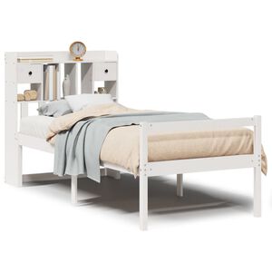 vidaXL Bed met boekenkast zonder matras grenenhout wit 90x190 cm