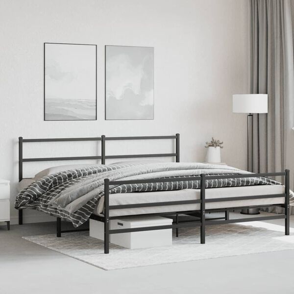 vidaXL Bedframe met hoofd- en voeteneinde&nbsp;metaal zwart 200x200 cm