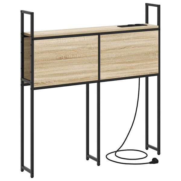 vidaXL Opberghoofdbord met Oplaadstation Sonoma eiken 78 x 15 x 98 cm
