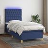 vidaXL Boxspring met matras en LED stof blauw 90x200 cm