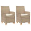 vidaXL Tuinstoelen 2 st met kussens poly rattan en massief hout beige