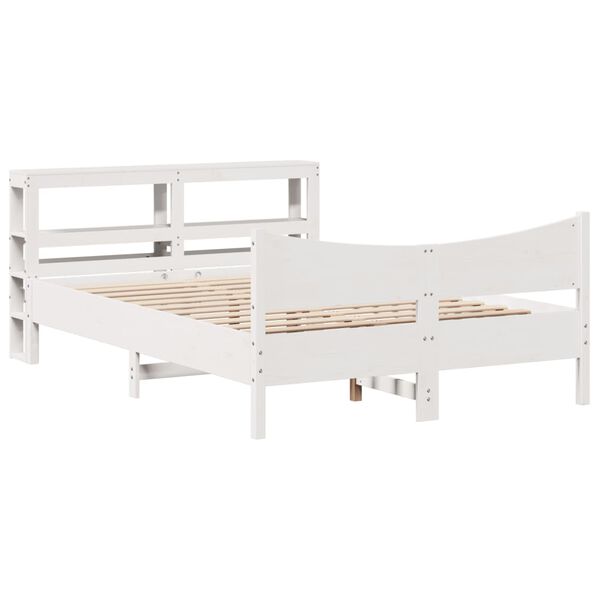 vidaXL Bedframe met hoofdbord massief grenenhout wit 120x190 cm