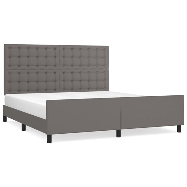 vidaXL Bedframe met hoofdbord kunstleer grijs 180x200 cm