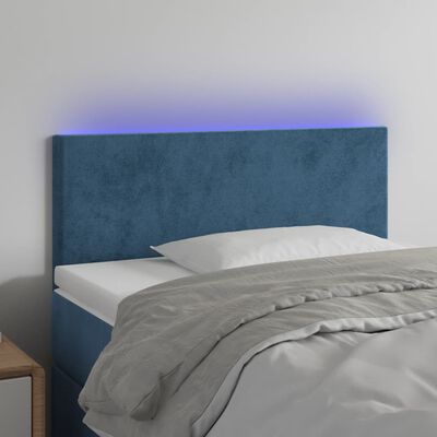 vidaXL Hoofdbord LED 100x5x78/88 cm fluweel donkerblauw