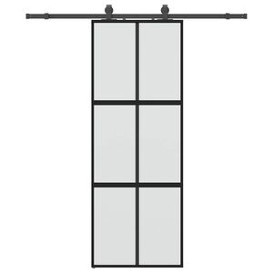 vidaXL Schuifdeur met beslagset 76x205 cm gehard glas zwart