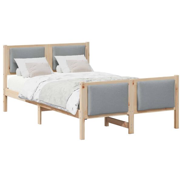 vidaXL Bedframe met hoofdeinde Lichtgrijs 120 x 190 cm Stof