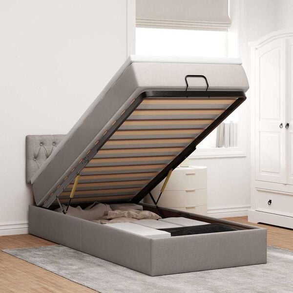 vidaXL Ottoman bed met matras en LED's 80x200cm stof taupe