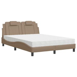 vidaXL Bed "Viana" met matras kunstleer cappuccinokleurig 140x200 cm