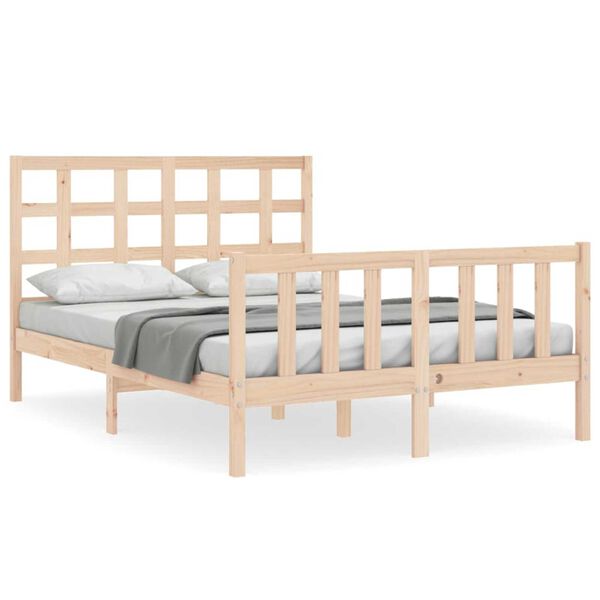 vidaXL Bedframe met hoofdbord massief hout