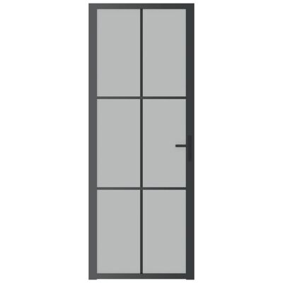 vidaXL Binnendeur 76x201,5 cm matglas en aluminium zwart