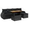 vidaXL 6-delige Loungeset met kussens poly rattan zwart