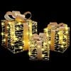 vidaXL Cadeau Doos met 60 LED 3 pcs Warmwit 20 x 20 x 20 cm PET