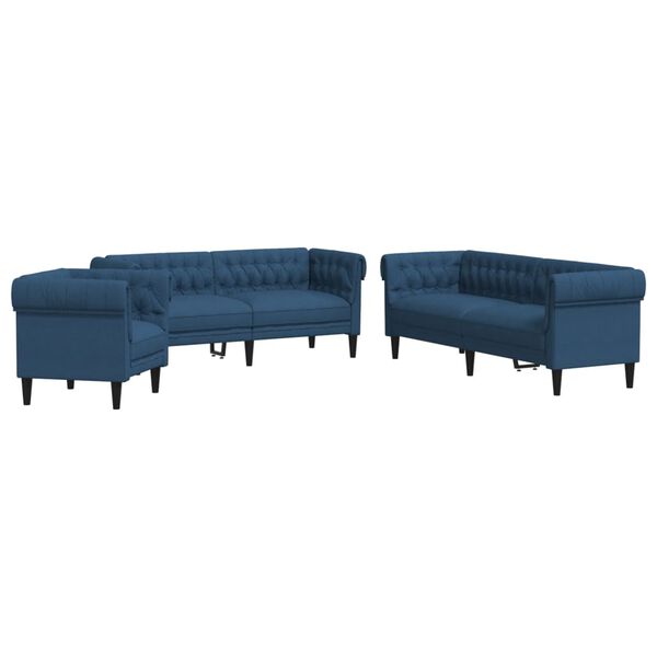 vidaXL 3-delige Loungeset stof blauw